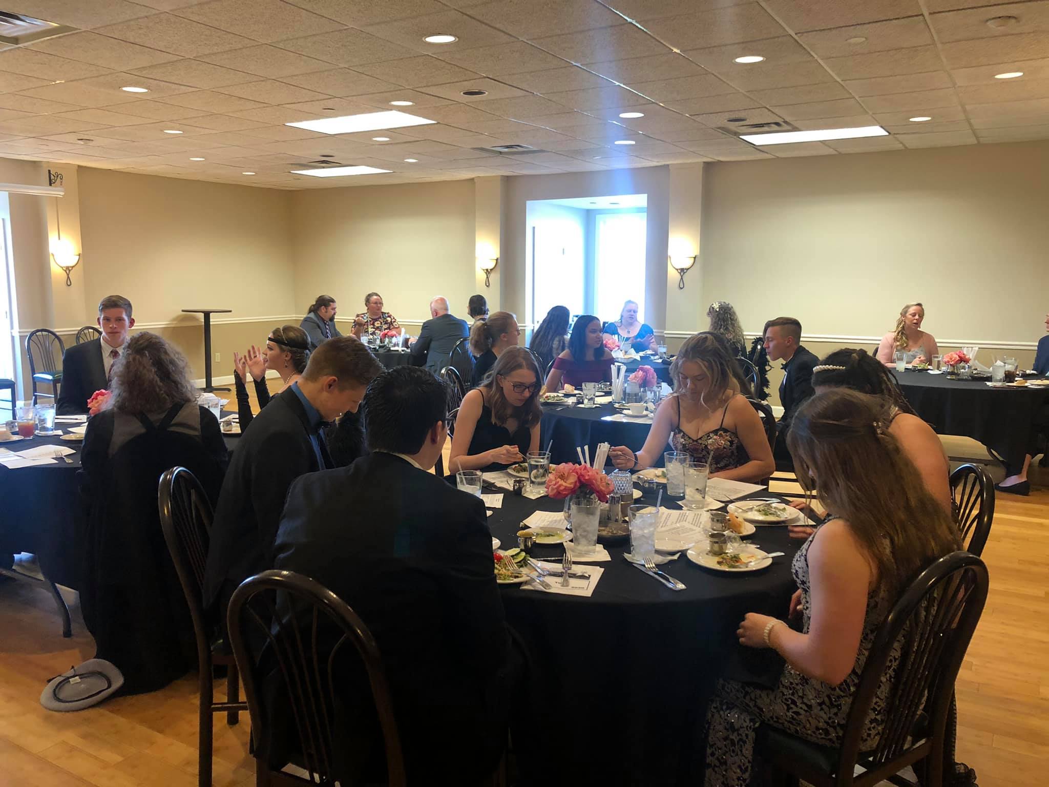 dinner Dinner is served a course at a time giving you plenty of time to talk.